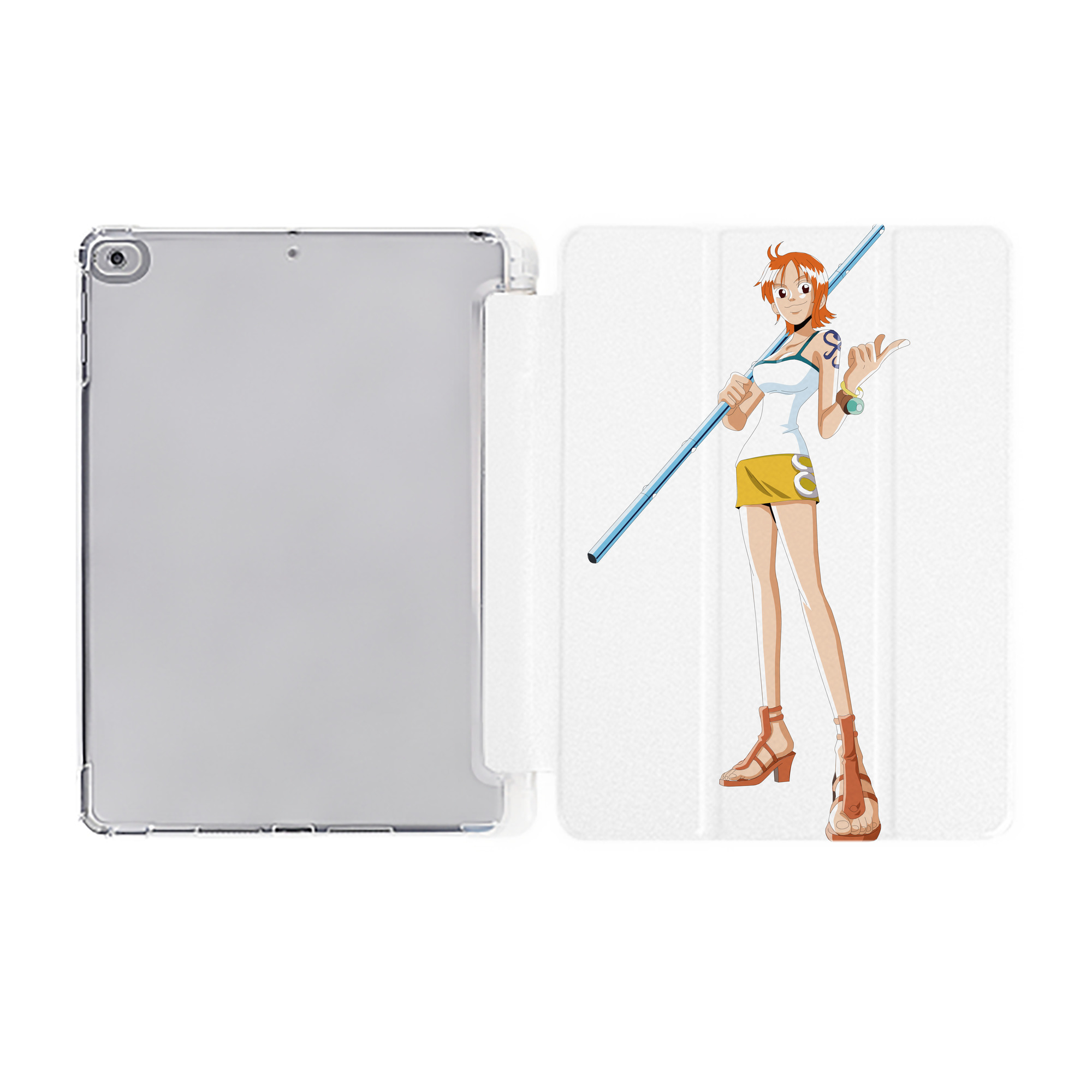 （画像用） ワンピース ナミ ONE PIECE Nami IPad ケース ペン収納付き 三つ折りスタンド PUレザー×シリコン 対応機種9.5/10.5/10.9インチ